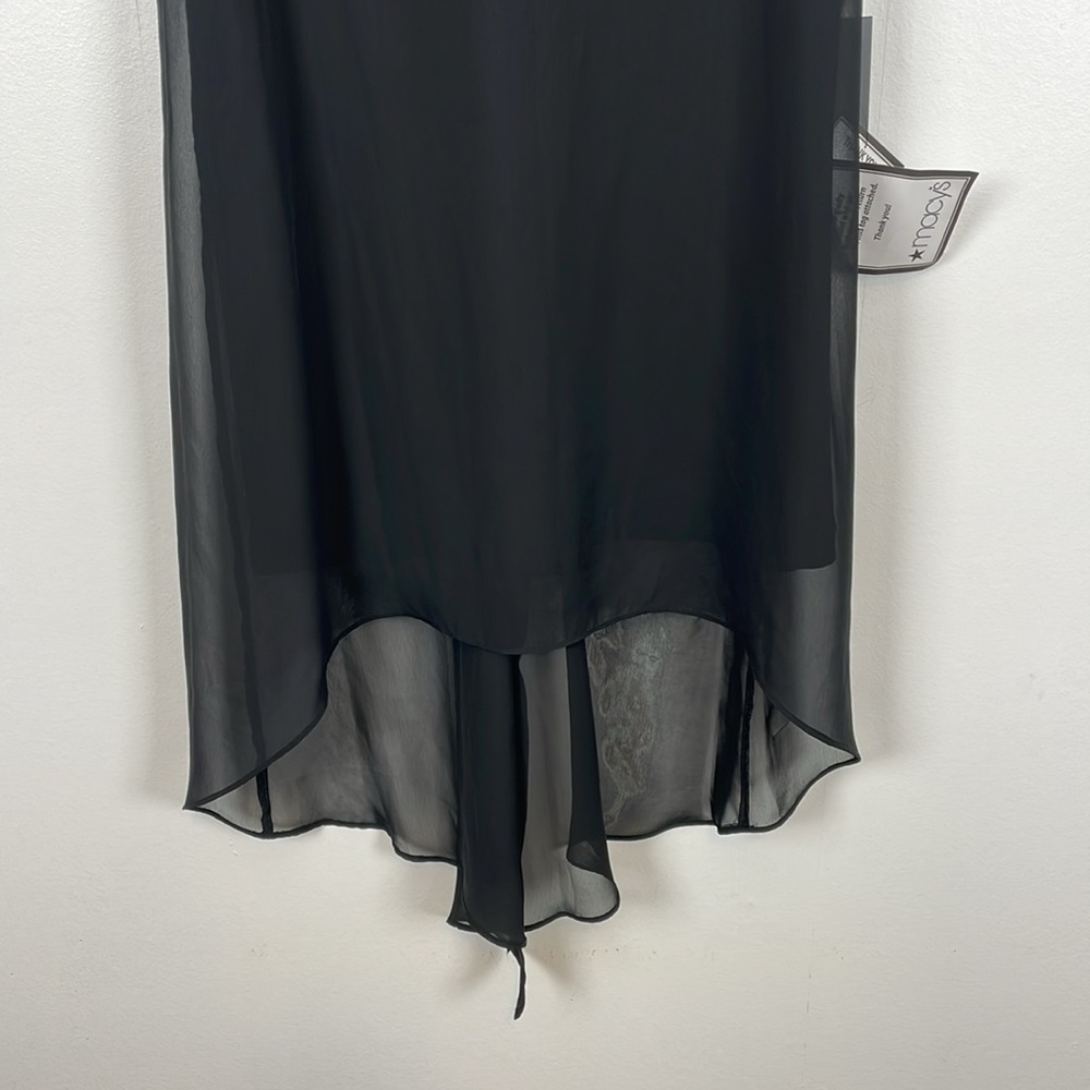Adrianna Papell Chiffon Overlay Sheer A Line Women M Black Pullover Short Sleeve - Picture 3 of 11